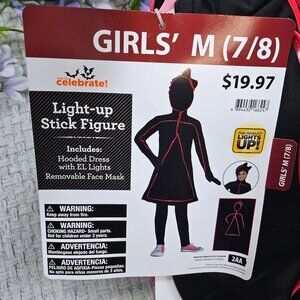 Halloween Girls Light Up Stick Figure Costume Size M (7/8)